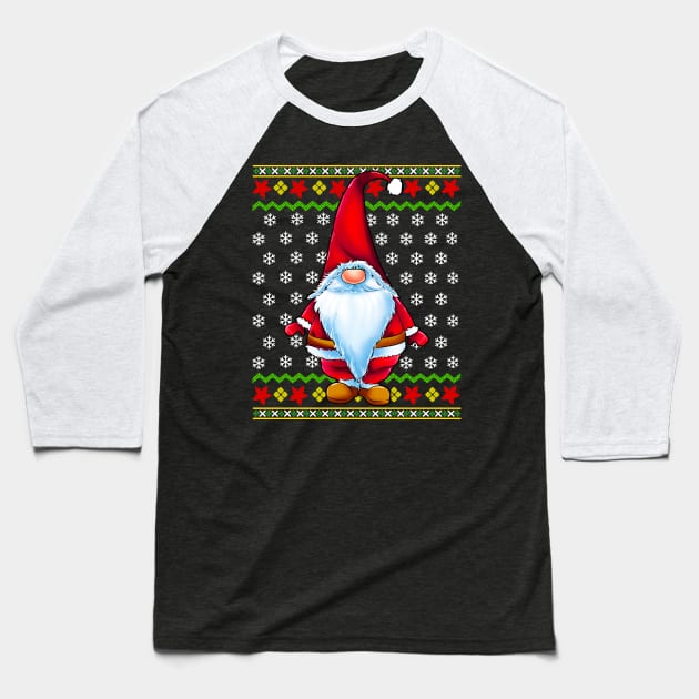 Santa Claus Gnome Ugly Christmas Sweater Baseball T-Shirt by E